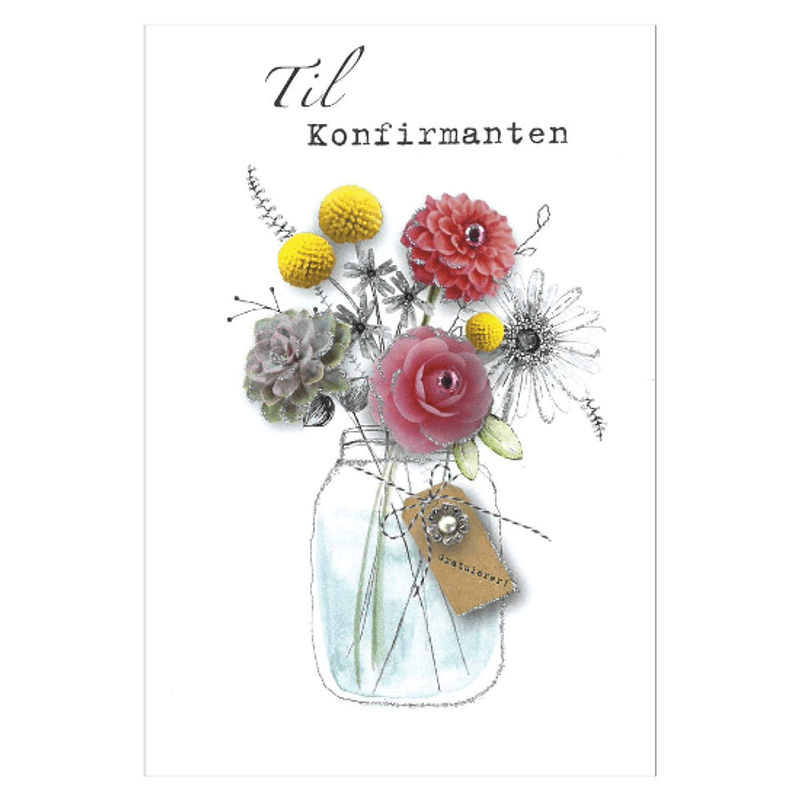 Konfirmasjonskort Dobbelt Med Konvolutt - Til Konfirmant Blomste