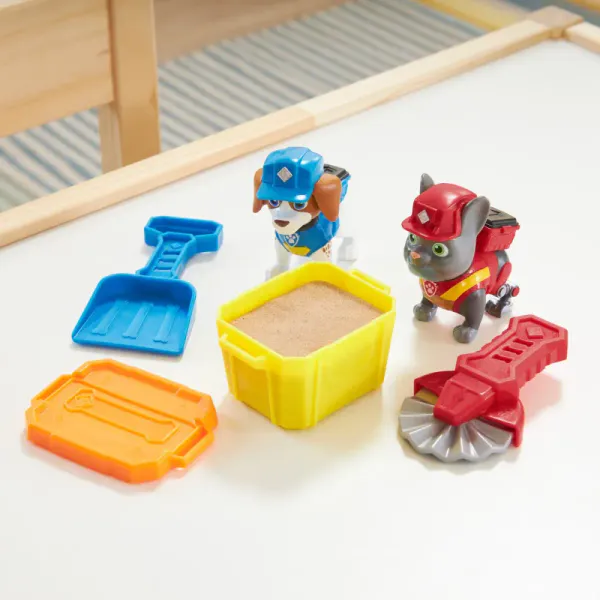 Paw Patrol Rubble & Crew Charger & Wheeler Build-It Pack Kinetic Sand