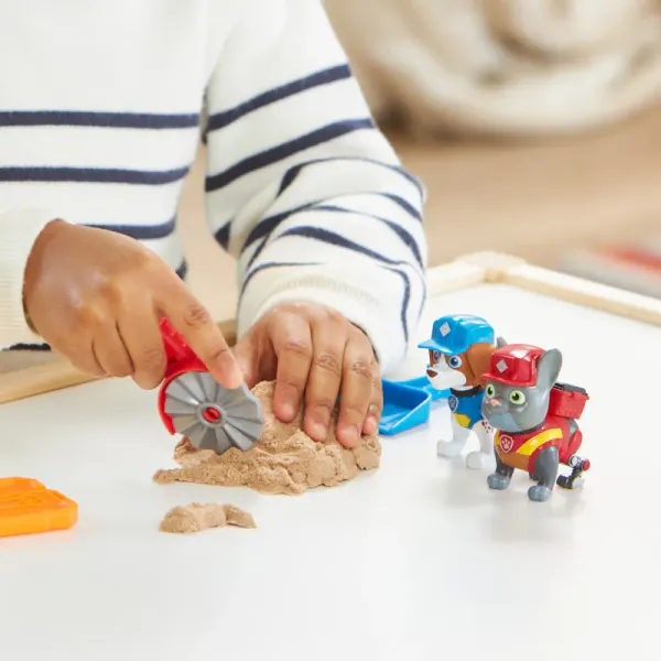 Paw Patrol Rubble & Crew Charger & Wheeler Build-It Pack Kinetic Sand